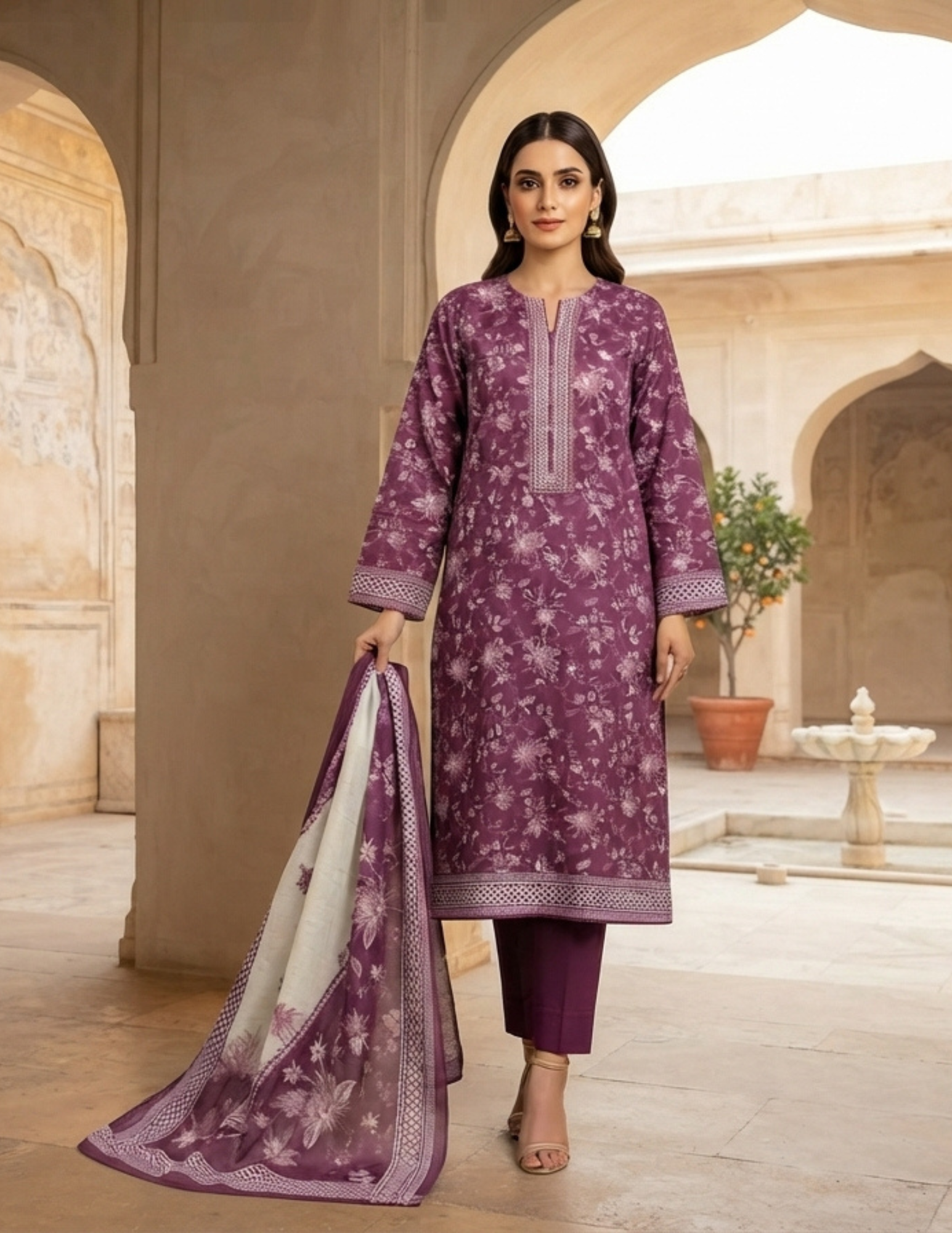 Bin Saeed Printed Lawn Ensemble